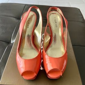 BEBE Womens Zahara Coral/Salmon Heels Sz. 7